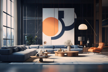 Living room with fluidity and flexibility of modern furniture