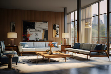 the essence of mid century modern design in a contemporary living space room