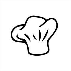 Chef's hat. Vector black-and-white hand-drawn illustration. Isolated object. Clipart, template, sketch, icon, logo. a shadow.