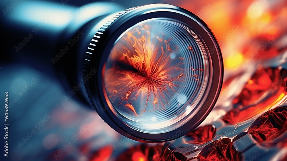 Poster microscope macro view of particles. generative ai