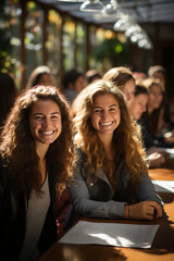 Obraz premium group of young female students at university