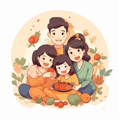 Holiday family illustration