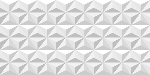 Vector seamless geometric triangle pattern. White and gray creative mosaic repeatable structure background. Decorative polygon 3d tile texture