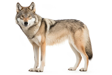 Gray wolf on a white background
