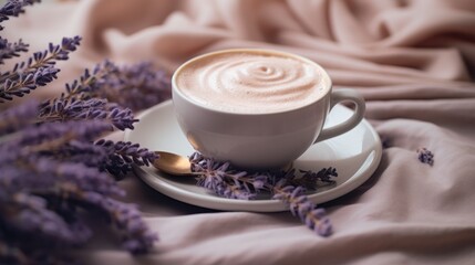Obraz na płótnie Canvas Cup of lavender cappuccino