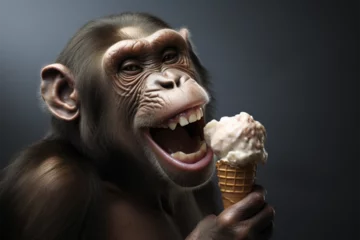 Gordijnen monkey eating ice cream © mongkeyD