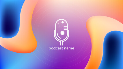 PODCAST BACKGROUND COLORFUL GRADIENT MESH COLOR SIMPLE TEMPLATE DESIGN VECTOR. GOOD FOR COVER DESIGN, BANNER, WEB,SOCIAL MEDIA