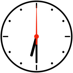 6:30 Uhr oder 18:30 Uhr - Uhrzeit Symbol mit Stundenzeiger, Minutenzeiger und Sekundenzeiger