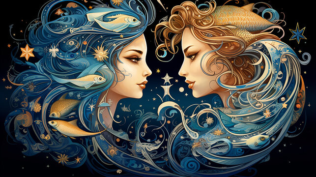 peixes simbolo do zodiaco astrologia azul fantasia 