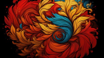 Abstract swirls in shape of colorful leaves for background wallpaper, autumn painting, decorative design