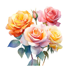 Elegant Watercolor Roses: Floral Elements for Romantic Artistry.