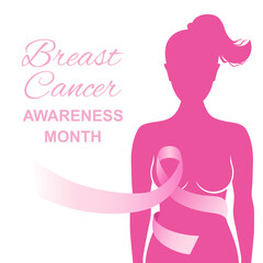 Breast Cancer Awareness. Pink ribbon. Vector illustration.