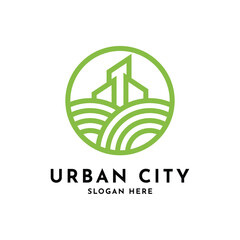 Urban city logo design creative idea with circle shape