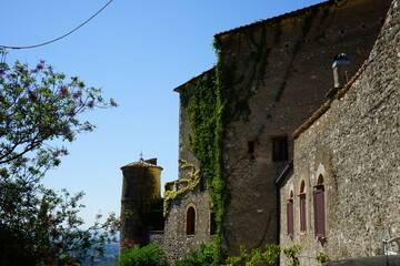 Fototapeta na wymiar Roccantica castle tower in a sunny day, Rieti, Lazio, Italy