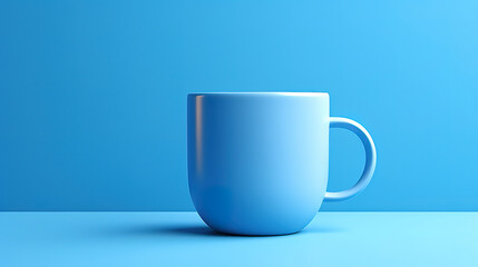 Blue monochromatic mug with copy space. Generative Ai