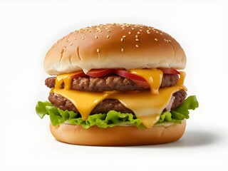 double the fun in this overload  yummy hamburger isolated on a white background 