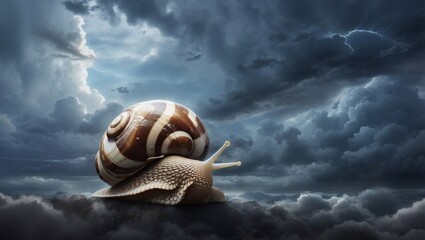 A snail in the stromy weather - obrazy, fototapety, plakaty