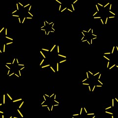 Yellow star outlines on black background