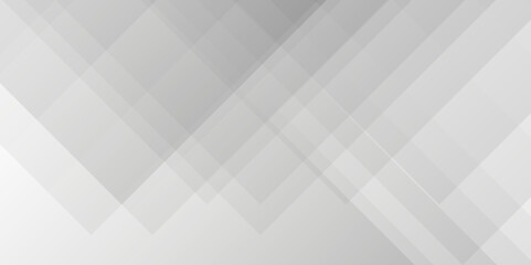 Abstract minimal geometric white and gray light background design. white transparent material in triangle diamond and squares shapes in random geometric pattern.