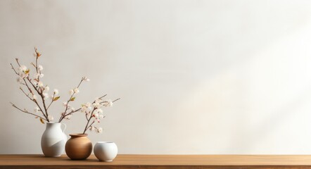 Minimalist Elegance: A Clean and Serene Stock Photo Background with Natural Lighting, Featuring a Plain Wall and Subtle Plate Accents