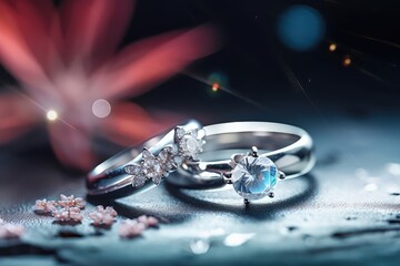 designer platinum ring jewel photography with precious gemstone generative ai