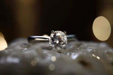 royal wedding ring photography with shiny diamond generative ai