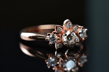 Fototapeta premium realistic golden ring jewelry photography with shiny stone generative ai