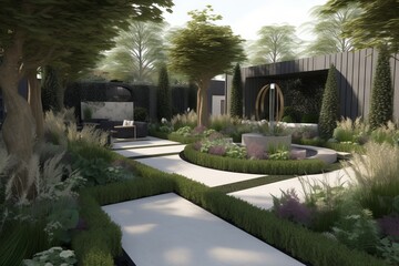 A beautiful and lush garden filled with a variety of vibrant plants and flowers