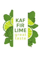 Kaffir lime or bergamot web banner. Horizontal flyer or screen for promotion.