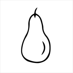 Pear, silhouette. Coloring book design. Vector hand-drawn doodles. Black and white illustrations isolated on a white background.