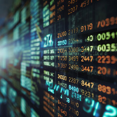 Fototapeta premium Digital stock exchange market chart. Colorful numbers of market price changes