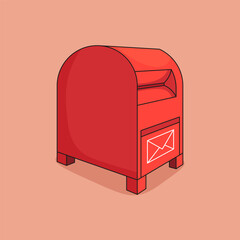 vector red mailbox with mail logo for sending letters