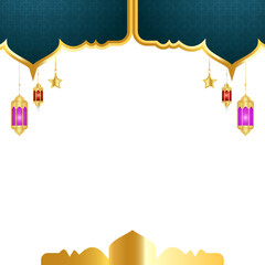 Ramadan kareem islamic background jumma mubarak eid ul fitr arabic with lantern 3d design	
