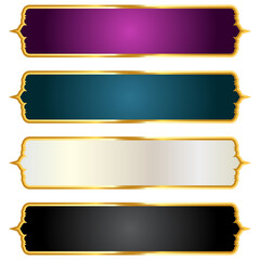 Obraz premium Set of luxury golden arabic islamic banner title frame transparent background gold text box