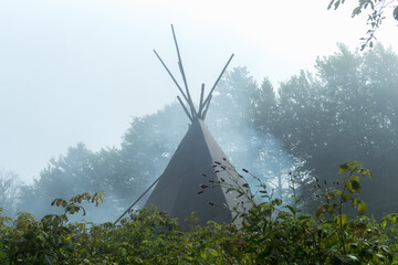 wigwam in the fog