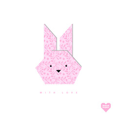 Paper rabbit, Floral Origami design, pink, paper crafting, floral pattern background, blooming, bursting, animal kingdom logo