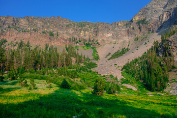 Fototapeta na wymiar Large Cliffs Above Little Strawberry Lake in Oregon