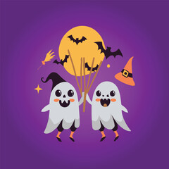 halloween background with ghosts