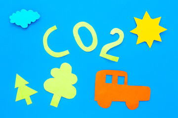 Global warming and climate change concept with paper word CO2