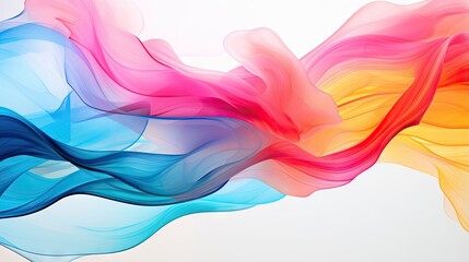  a multicolored wave of flowing fabric on a white background.  generative ai