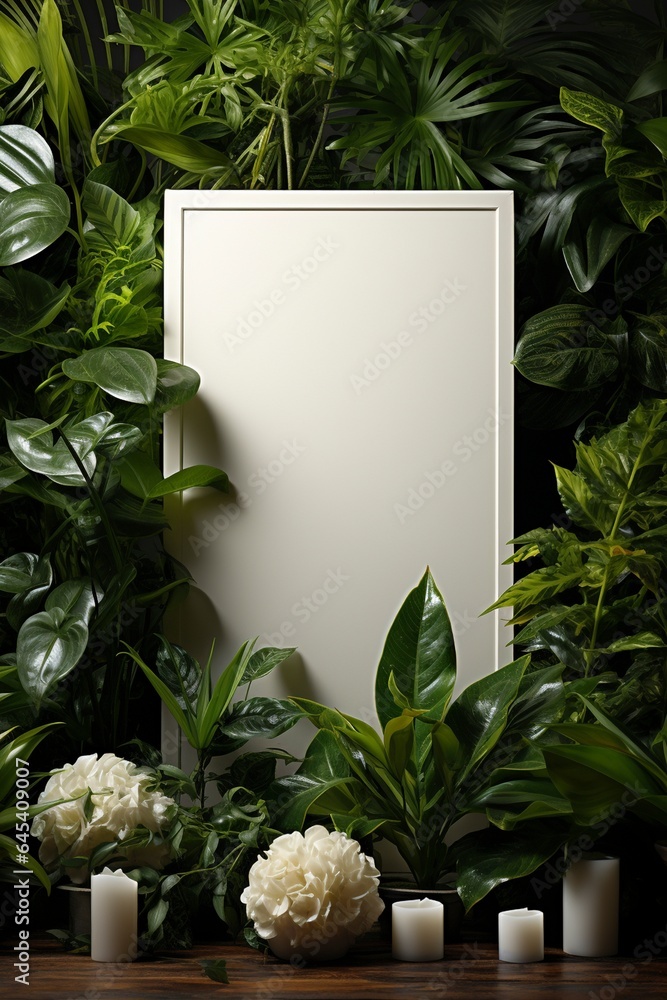 Wall mural plants surroundings blank white rectangle