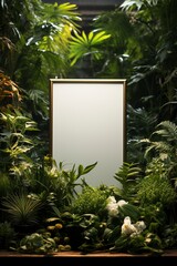 Plants surroundings blank white rectangle
