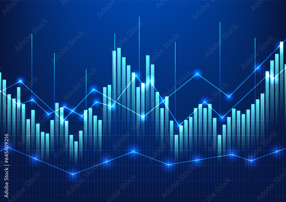 Aufkleber stock chart technology bar charts that are placed on top of line charts. it conveys information on t