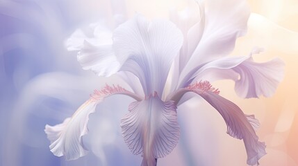  a white flower with pink stamens on a blue background.  generative ai