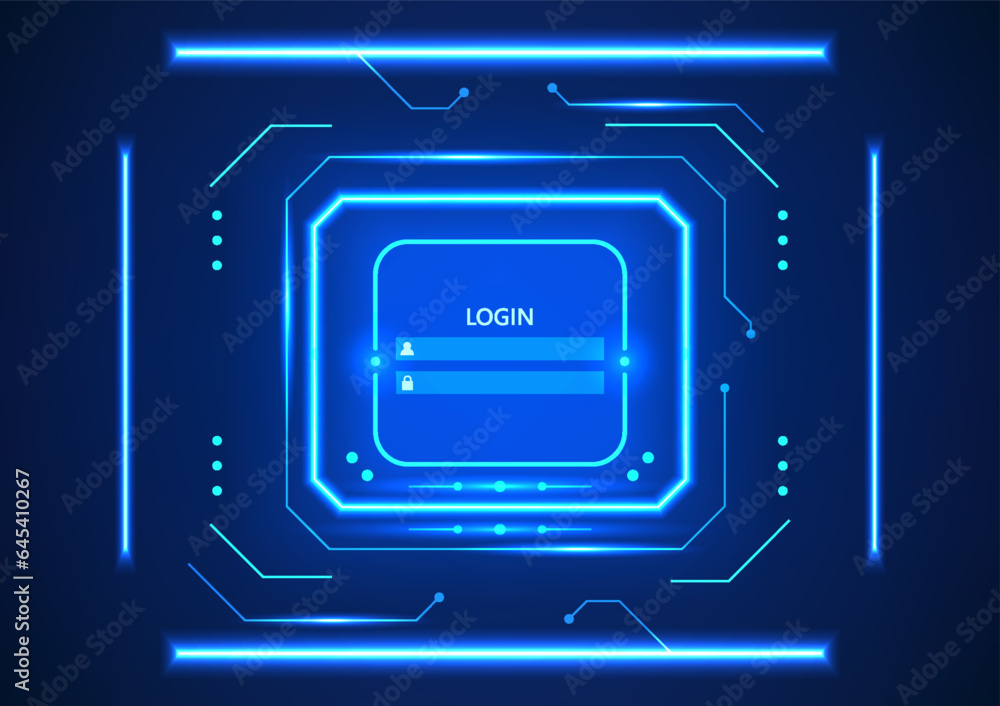 Poster login screen technology to log in to use it is a technology screen combined with technology circuits