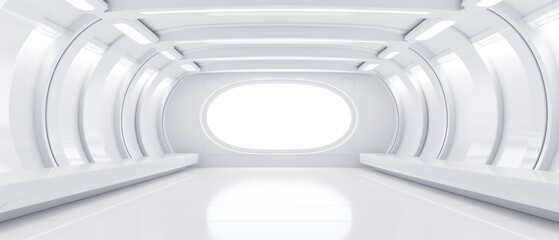 Empty futuristic white room with copy space for presentation product.