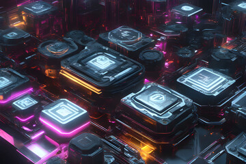 Visualization of a complex electronic security device.