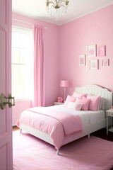 Pink bedroom for a girl.