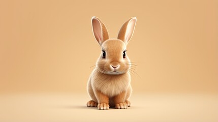 Fototapeta na wymiar a brown rabbit sitting on top of a brown floor next to a wall. generative ai