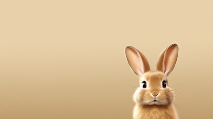 Fototapeta na wymiar a brown rabbit is sitting in front of a beige background. generative ai